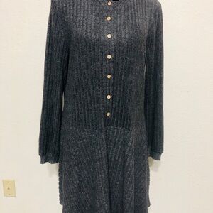 Gray Ribbed Knit Dress